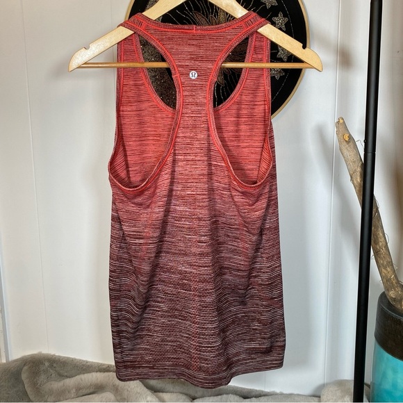Lululemon Swiftly Tech Racerback Red Alert White Dark Sport Black Ombré Tank Top - Picture 5 of 9